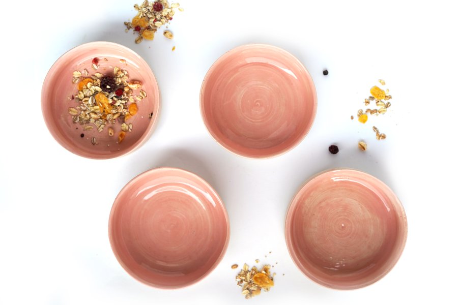 Handgetöpferte Müslischale aus Keramik – rosa natur, Unikat